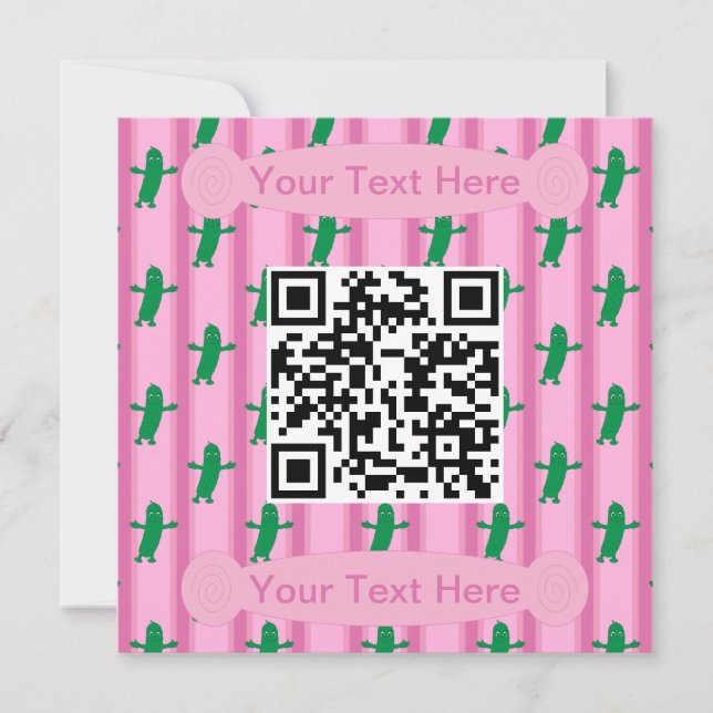 Invitación Código QR rosa divertido y brillante (Anverso)