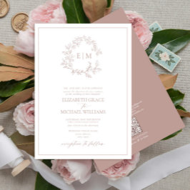 Invitación Código QR Rosa formal con goafy Escudo Monograma