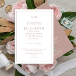 Invitación Código QR Rosa polvoriento Boda de monograma con g