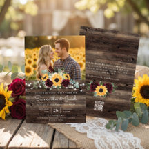 Código QR RSVP Boda Girasol Rústico