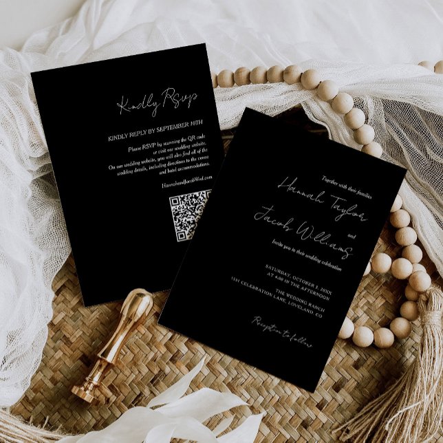 Invitación Código QR RSVP Boda negro (Subido por el creador)