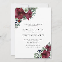 Código QR RSVP Burgundy Floral Boda de Invierno