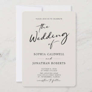 Invitación Código QR RSVP Caligrafía Esquela Elegante de Boda