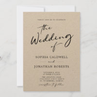Código QR RSVP Calligraphy Kraft Paper Boda