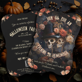 Invitación Código QR RSVP Esqueletos de besos góticos Hallowe