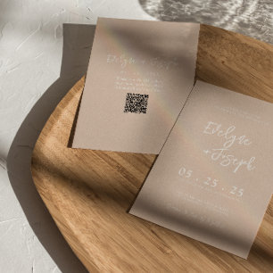 Invitación Código QR Rubor Boho Moda Boda moderno