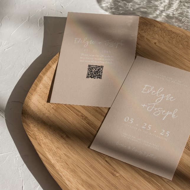 Invitación Código QR Rubor Boho Moda Boda moderno (Subido por el creador)