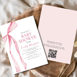 Invitación Código QR Rubor color de agua rosado Baby Shower