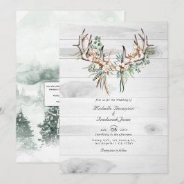 Invitación Código QR rústico RSVP Boda Bohemiana