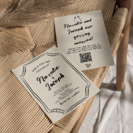 Invitación Código QR Scribble Boda único de escritura manuscr