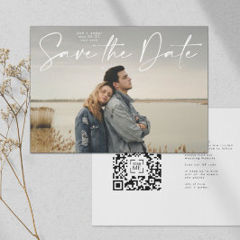 Invitación Código QR Script moderno Guardar el Boda de fechas