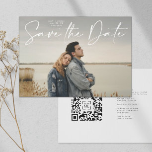 Invitación Código QR Script moderno Guardar el Boda de fechas
