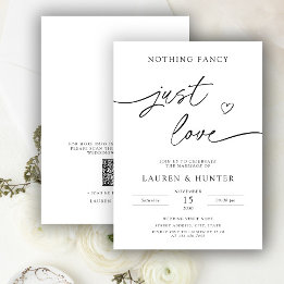 Invitación Código QR Script Nada Lujoso Solo Amor Boda