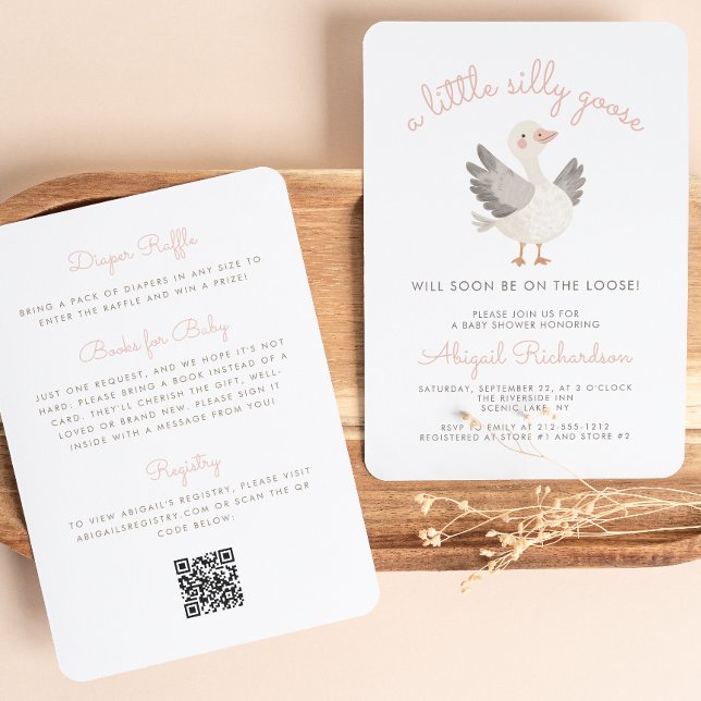 Invitación Código QR Silly Goose Rosa Baby Shower Niñas (Subido por el creador)