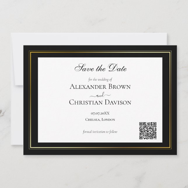 Invitación Código QR simple Boda Minimalista (Anverso)