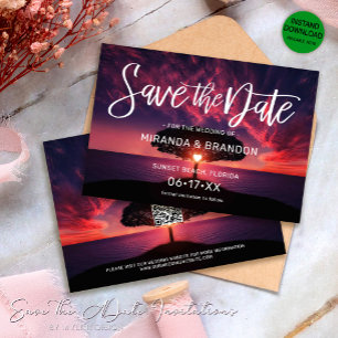 Invitación Código QR - Summer Beach Save the Date Card