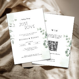 Invitación Código QR Tendencia Verde Solo Amar Boda