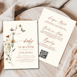 Invitación Código QR todo en un bebé de flores silvestres en 