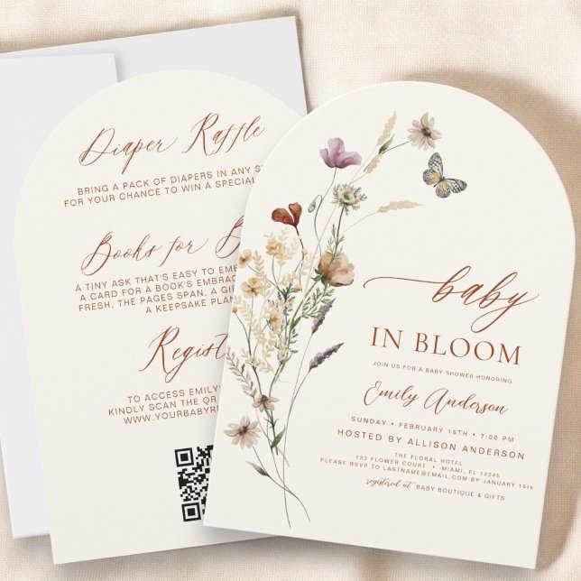 Invitación Código QR todo en un bebé de flores silvestres en  (Subido por el creador)