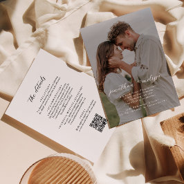 Invitación código QR | Todo en un Boda de guiones elegante y 