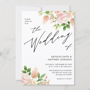 Invitación Código QR Todo En Un Boda De Verdor Rosa Rosa Rosa