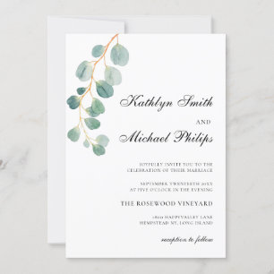 Invitación Código QR Todo En Un Boda Verde Eucalyptus Moderno