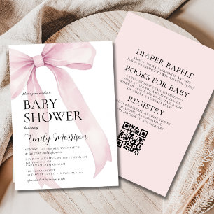 Invitación Código QR todo en un Chica Rubor de color rosa Bab