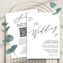 Código QR Todo En Un Elegante Guión Boda Simple
