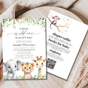 Invitación Código QR todo en un salvaje Baby Shower Safari