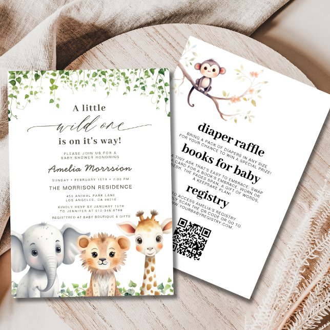 Invitación Código QR todo en un salvaje Baby Shower Safari (Subido por el creador)