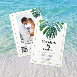 Invitación Código QR Tropical deja la foto dorada playa moder