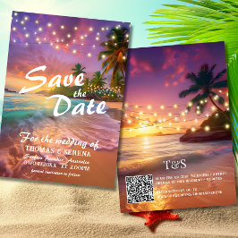 Invitación Código QR Tropical Sunset Beach Guardar La Fecha