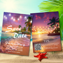 Código QR Tropical Sunset Beach Guardar La Fecha