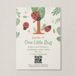 Invitación Código QR Un pequeño insecto Mariquita Cumpleaños