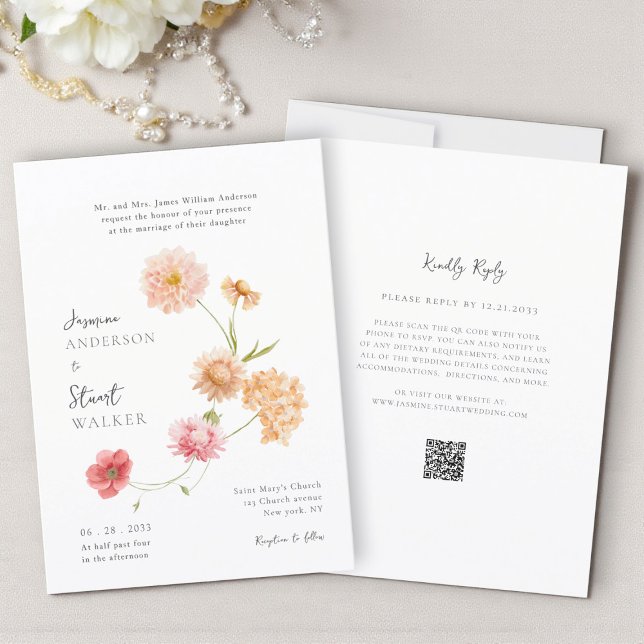 Invitación Código QR único para sitio web de boda informal (Subido por el creador)