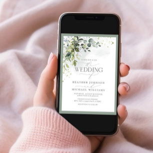 Invitación Código QR Vegetación Botánica Floral acuarela