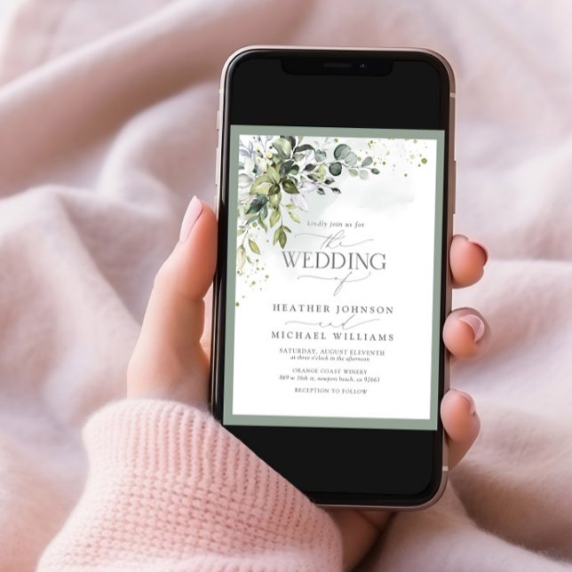 Invitación Código QR Vegetación Botánica Floral acuarela (Subido por el creador)