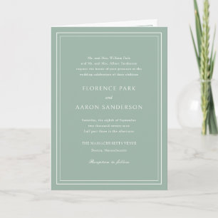 Invitación Código QR Verde Sage Tradicional Atemporal Boda