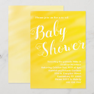 Invitación Codo neutro de género Baby Shower amarillo brillan