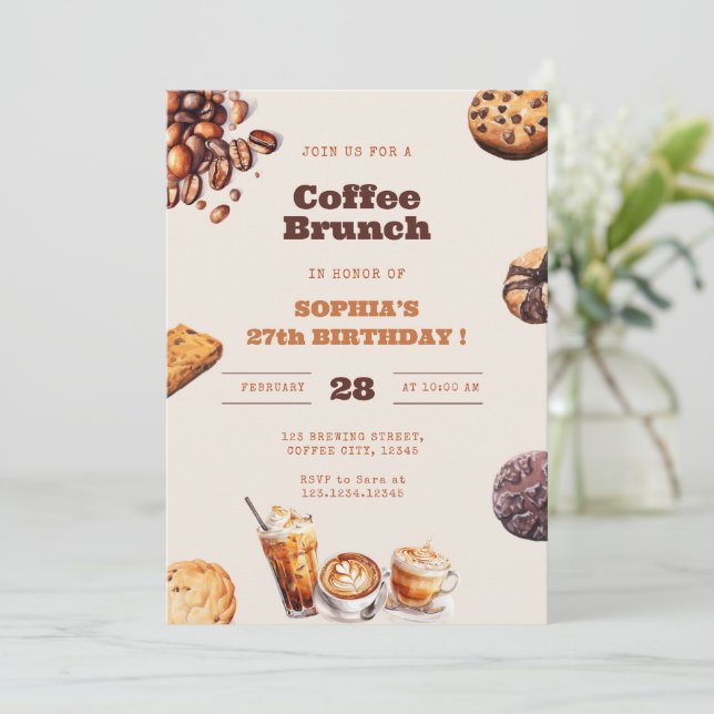 Invitación Coffee and Cookies Brunch Any Age Birthday (Anverso de pie)