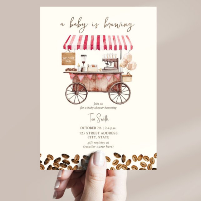 Invitación Coffee Baby Está Preparando Red Neutral Baby Showe (Subido por el creador)