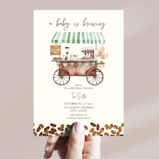 Invitación Coffee Baby Está Preparando Un Baby Shower Neutral (Subido por el creador)