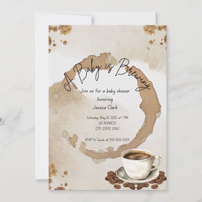 Invitación Coffee Baby Shower (Anverso)