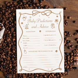 Invitación Coffee Baby Shower Predicitons Game Card