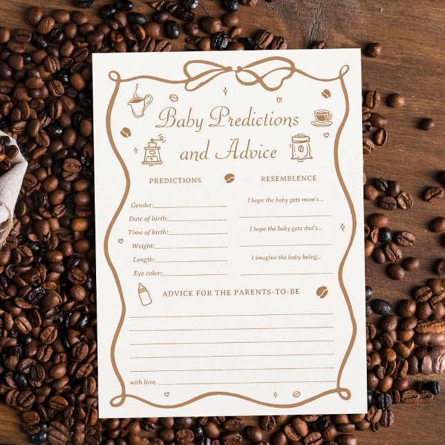 Invitación Coffee Baby Shower Predicitons Game Card (Subido por el creador)