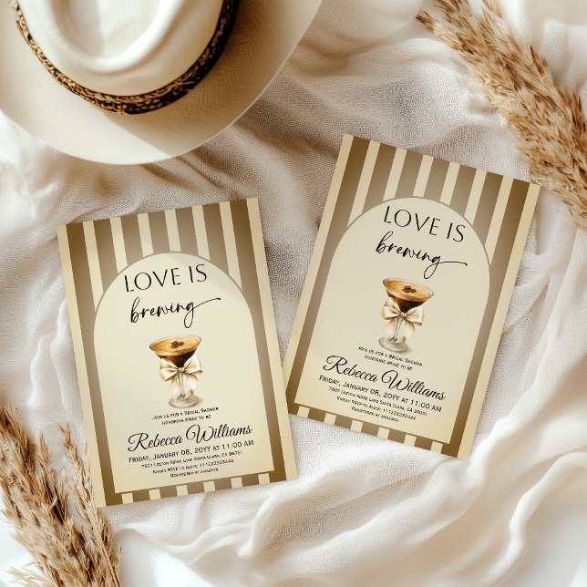 Invitación Coffee Beige Espresso Martini Bow Bridal Shower (Subido por el creador)