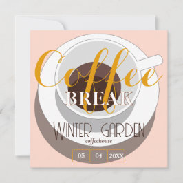 Invitación Coffee break Modern Stylish Cup Peach Brown
