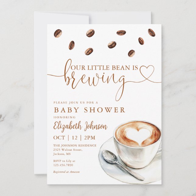 Invitación Coffee Brewing Baby Shower Photo QR Code (Anverso)