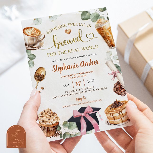 Invitación Coffee Brewing Graduation Party Invitation (Subido por el creador)