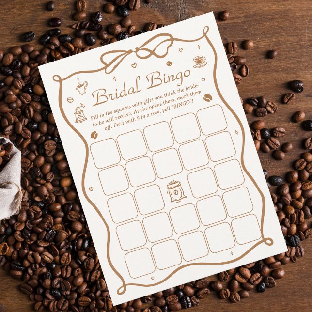Invitación Coffee Bridal Shower Bridal Bingo Game Card (Subido por el creador)